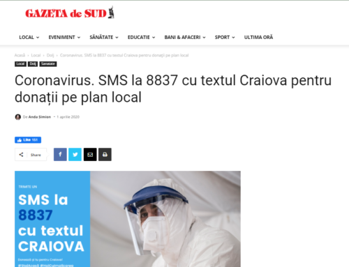 gds.ro – 2020 04 01 – Coronavirus. SMS la 8837 cu textul Craiova pentru donații pe plan local